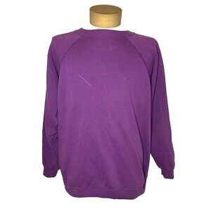 Vintage 90’s Hanes Purple Blank Fall Time Crewneck Sweatshirt Made In USA